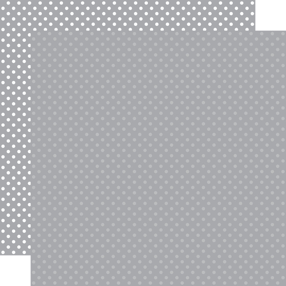 Double-sided 12x12 cardstock sheets - grey with little white polka-dots, grey with little light gray polka-dots reverse. 65 lb. smooth cardstock. -Echo Park