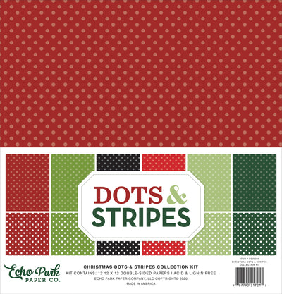 Christmas Dots - 12 pack includes double-sided papers in holiday colors - Echo Park Paper 