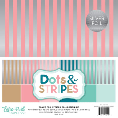 SILVER FOIL STRIPES on lovely pastel cardstock - Echo Park Paper Co.