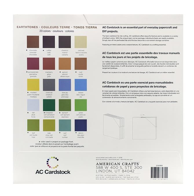 EARTHTONES VARIETY PACK_60 sheets_textured cardstock_20 colors__American Crafts_376989_reverse