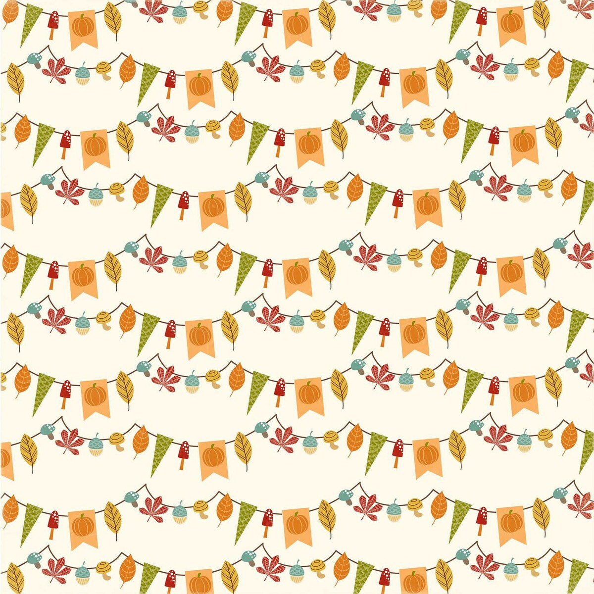 Autumn bunting on a cream background.