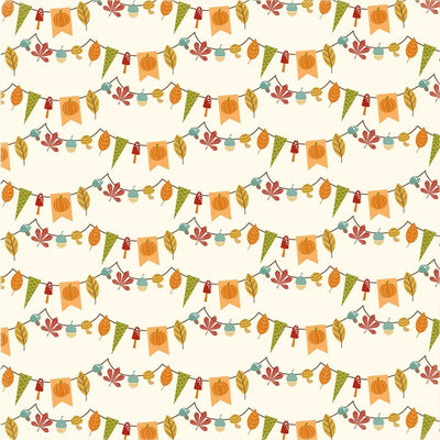 Autumn bunting on a cream background.