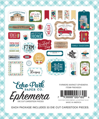 Farmer's Market Ephemera Die Cut Cardstock Pack.  Pack includes 33 different die-cut shapes ready to embellish any project.