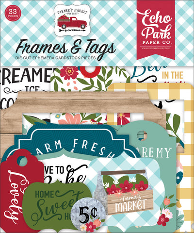 Farmer's Market Frames & Tags Die Cut Cardstock Pack. Pack includes 33 different die-cut shapes ready to embellish any project.