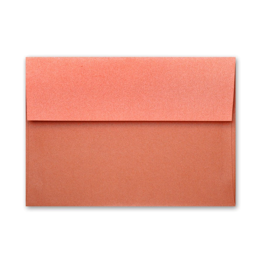 FLAME Stardream Envelope: An orange envelope with a standard square flap and a metallic finish