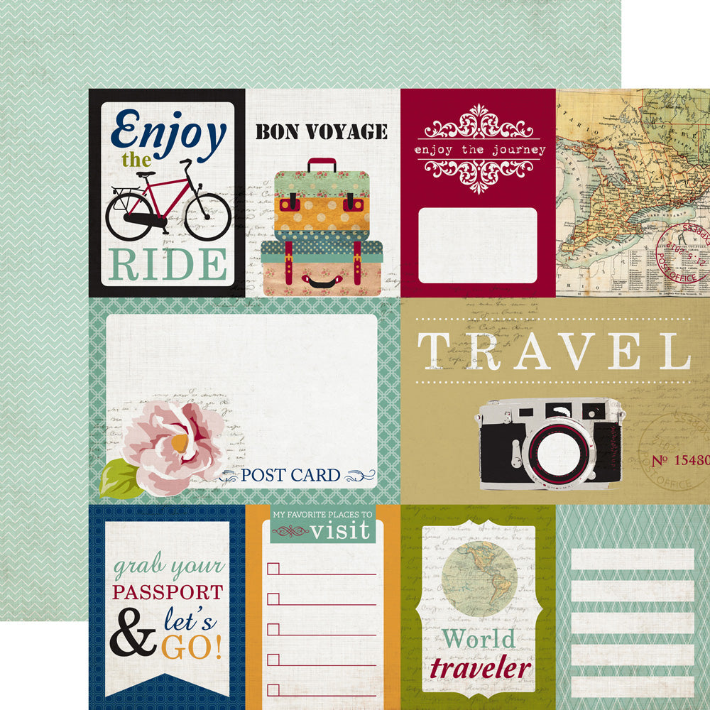 Multi-Colored (Side A - journaling cards in bold colors, Side B - zig-zag pattern on a mint green background)