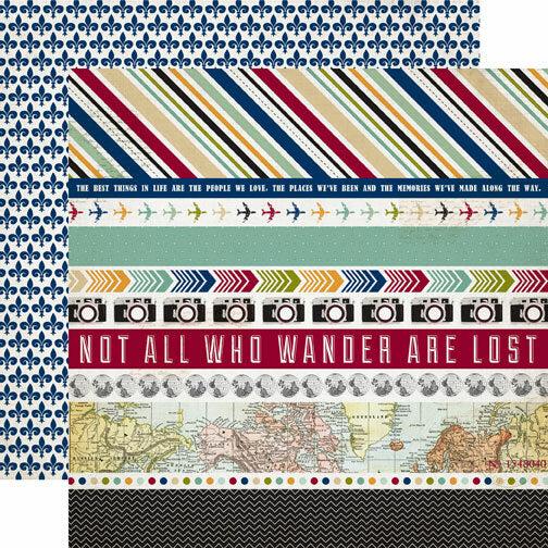 Getaway Border Strips - 12x12 double-sided cardstock with travel them border strips by Echo Park Paper