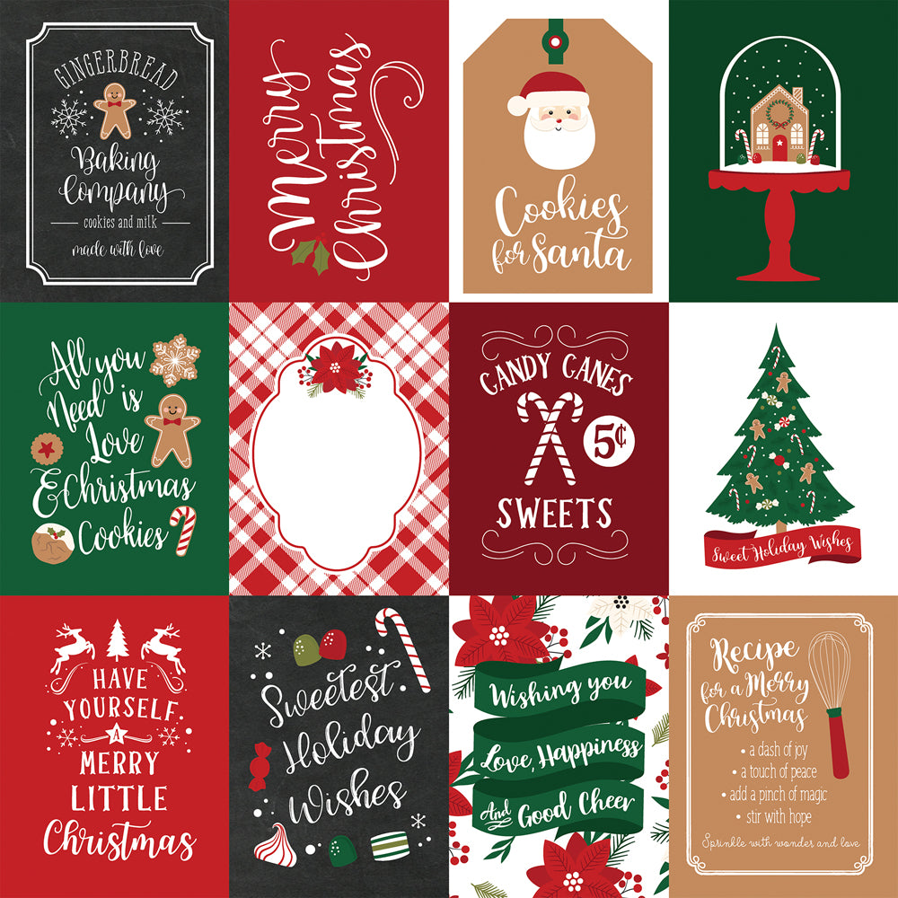 GINGERBREAD CHRISTMAS 3X4 JOURNALING CARDS - 12x12 Double-Sided Paper - Echo Park