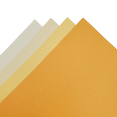 The Golden monochromatic assortment includes three (3) each of four (4) shades of golden yellow colors of Bazzill textured cardstock.