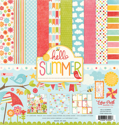 Hello Summer - 12x12 collection kit and sticker sheet with summer theme and colors by Echo Park Paper