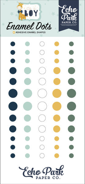 60 Enamel Dots in five colors, three sizes, adhesive back, designed for your baby boy paper crafts - Echo Park Paper Co.