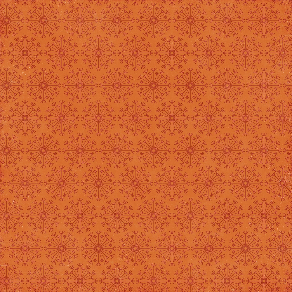 Side B - dark red geometric medallion pattern on orange background
