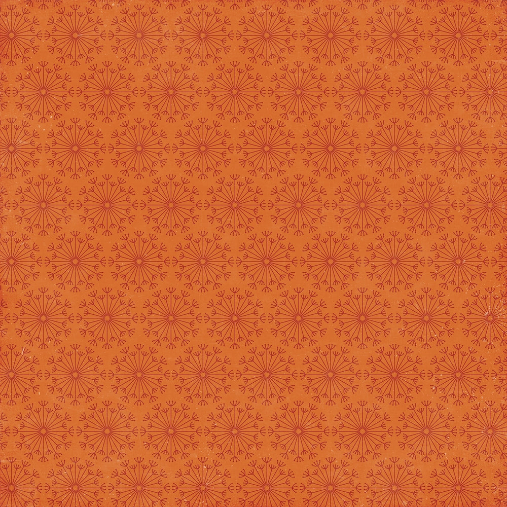 Side B - dark red geometric medallion pattern on orange background