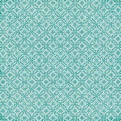Side B -  dark turquoise circle geometric pattern with little flowers in the center on turquoise background