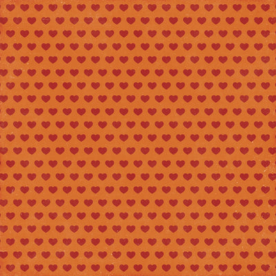 Side B - rows of dark red hearts on orange background