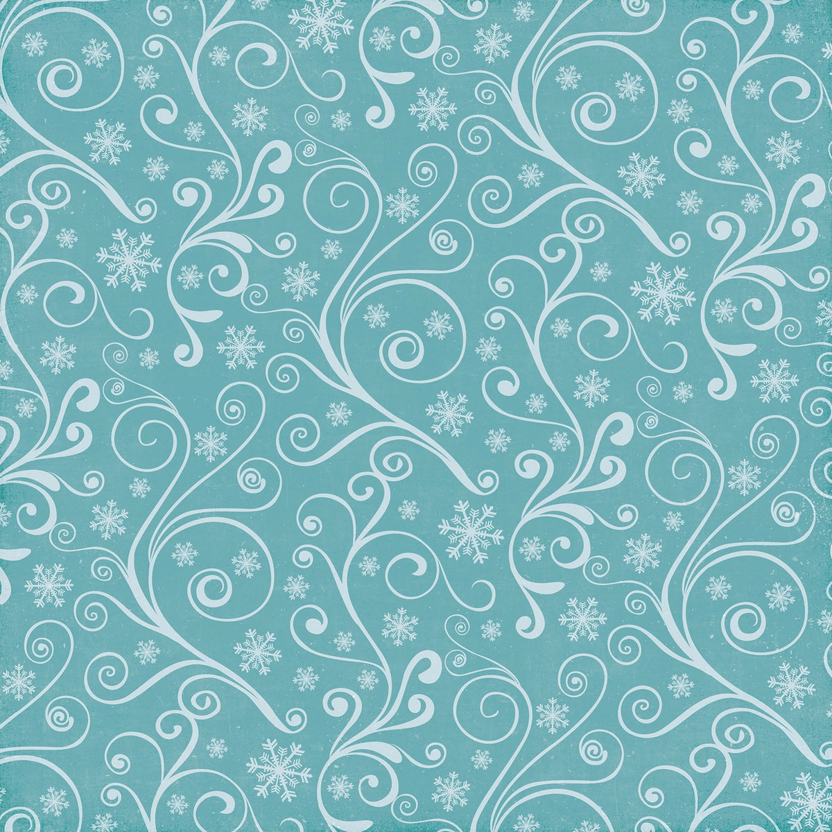  Side B - snowflakes and swirls pattern on turquoise background