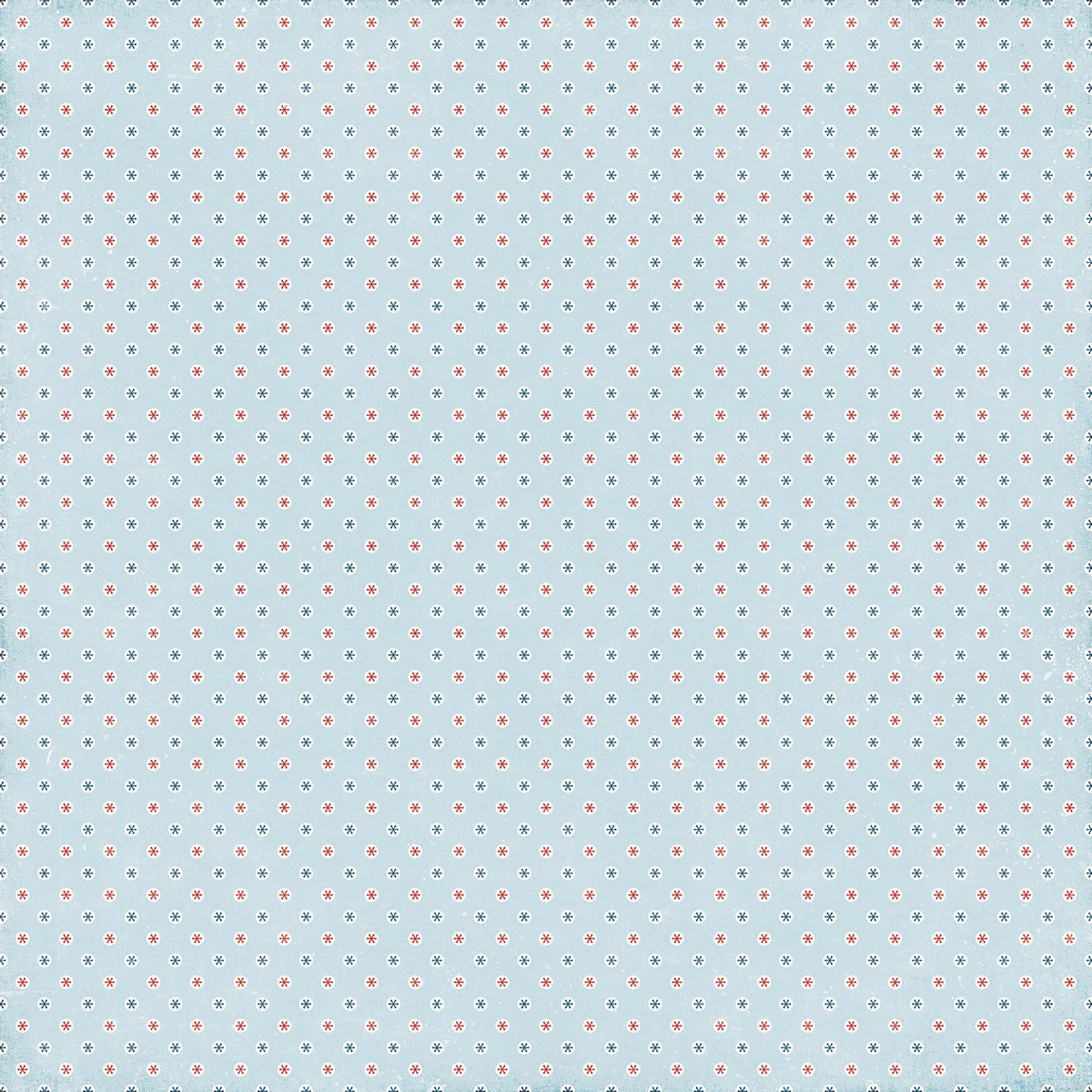 Side B - tiny snowflakes in red and blue on light blue background