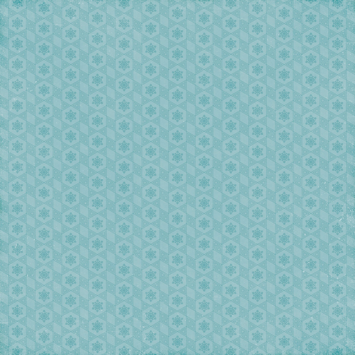 Side B - snowflakes in an abstract pattern on turquoise background