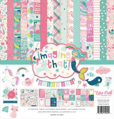 Imagine That Girl - 12x12 Collection Kit featuring mermaids, unicorns and rainbows - Echo Park Paper Co.
