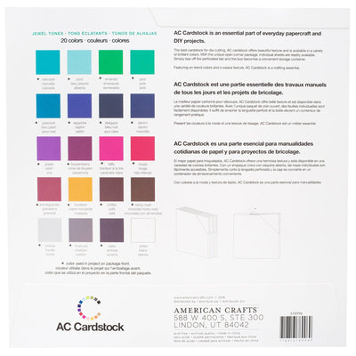 JEWEL TONES VARIETY PACK_60 sheets_textured cardstock_20 colors__American Crafts_376996_reverse side