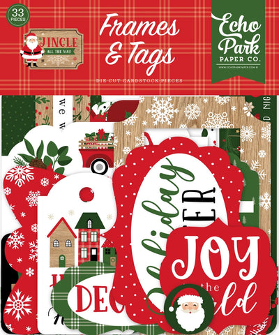 Jingle All The Way Frames & Tags Die Cut Cardstock Pack includes 33 different die-cut shapes ready to embellish any project.