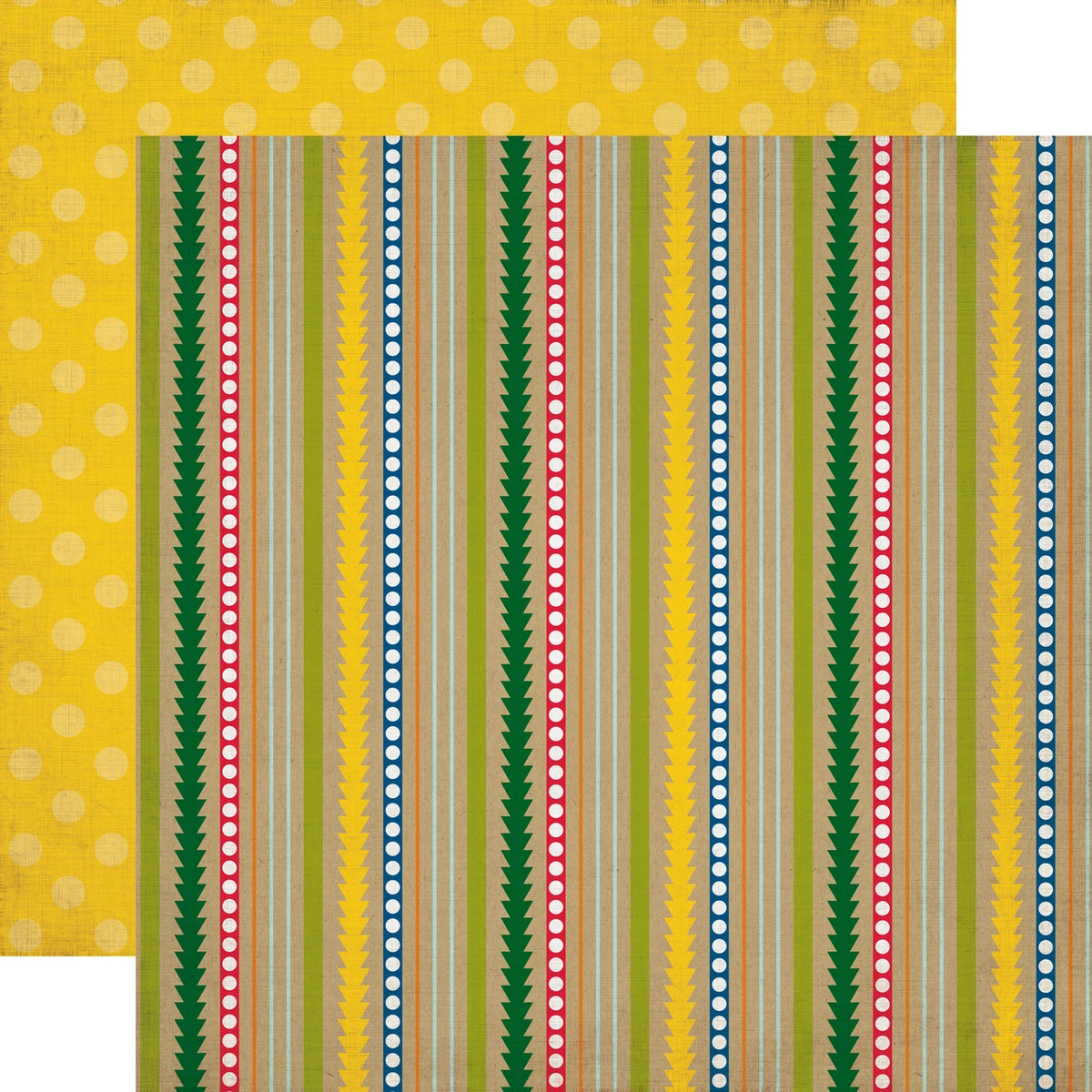 Jungle Fun patterned cardstock (green vines along with other bright colored stripes on a tan background with light yellow dots on yellow background reverse)