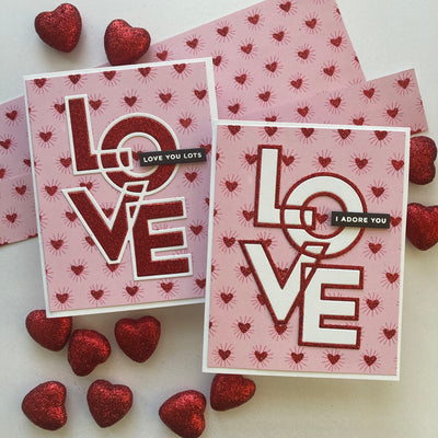 handmade valentine card featuring heartbeat glitter 