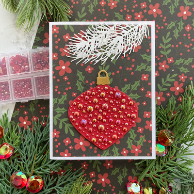 Handmade Christmas Card featuring Rose red pearl kit