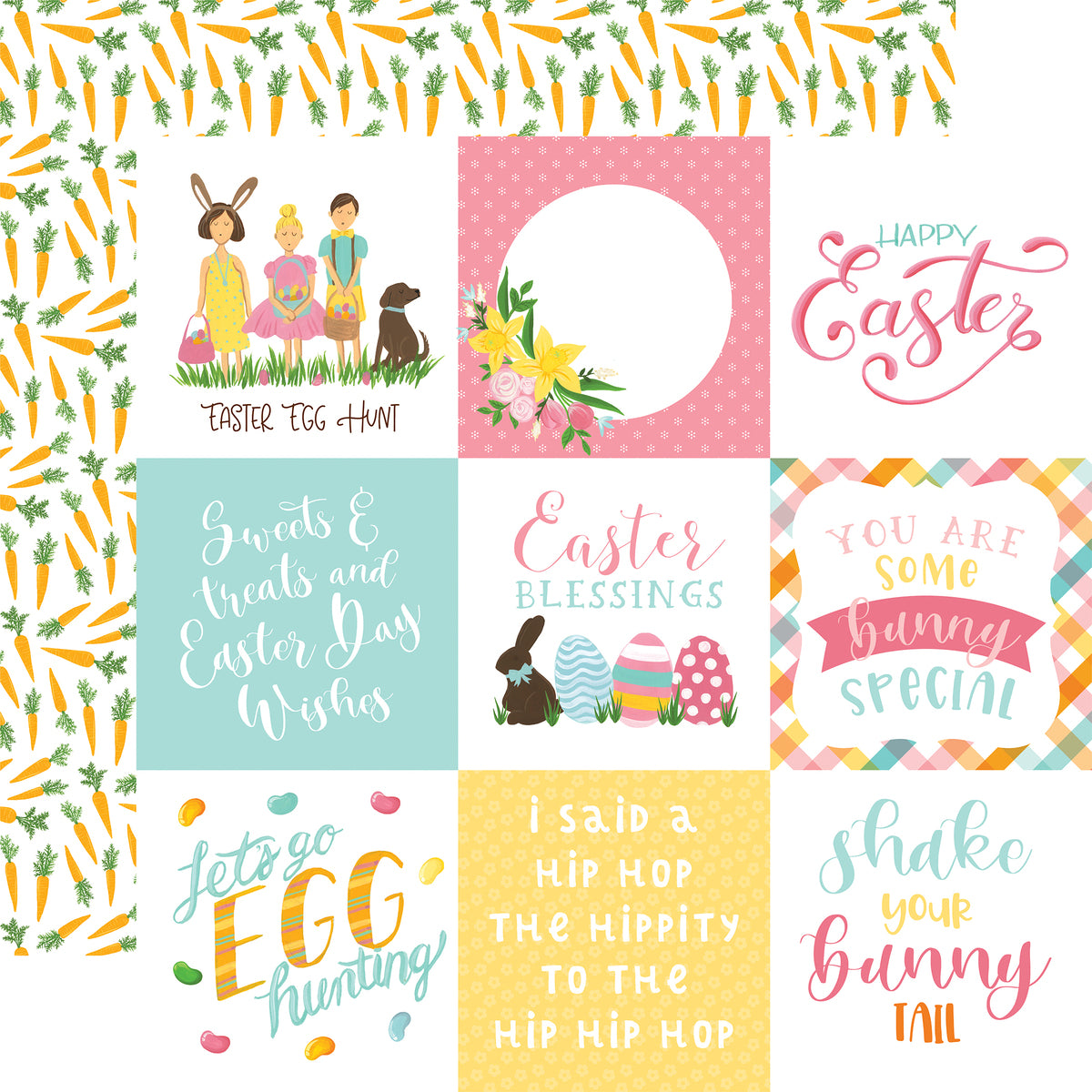 I Love Easter 4x4 journaling cards on 12x12 double-sided patterned paper