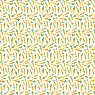 12x12 patterned paper with lots of cute, tiny carrots on white background