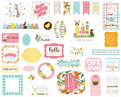 I Love Easter Ephemera Die Cut Cardstock Pack. Pack includes 33 different die-cut shapes ready to embellish any project. Package size is 4.5" x 5.25"