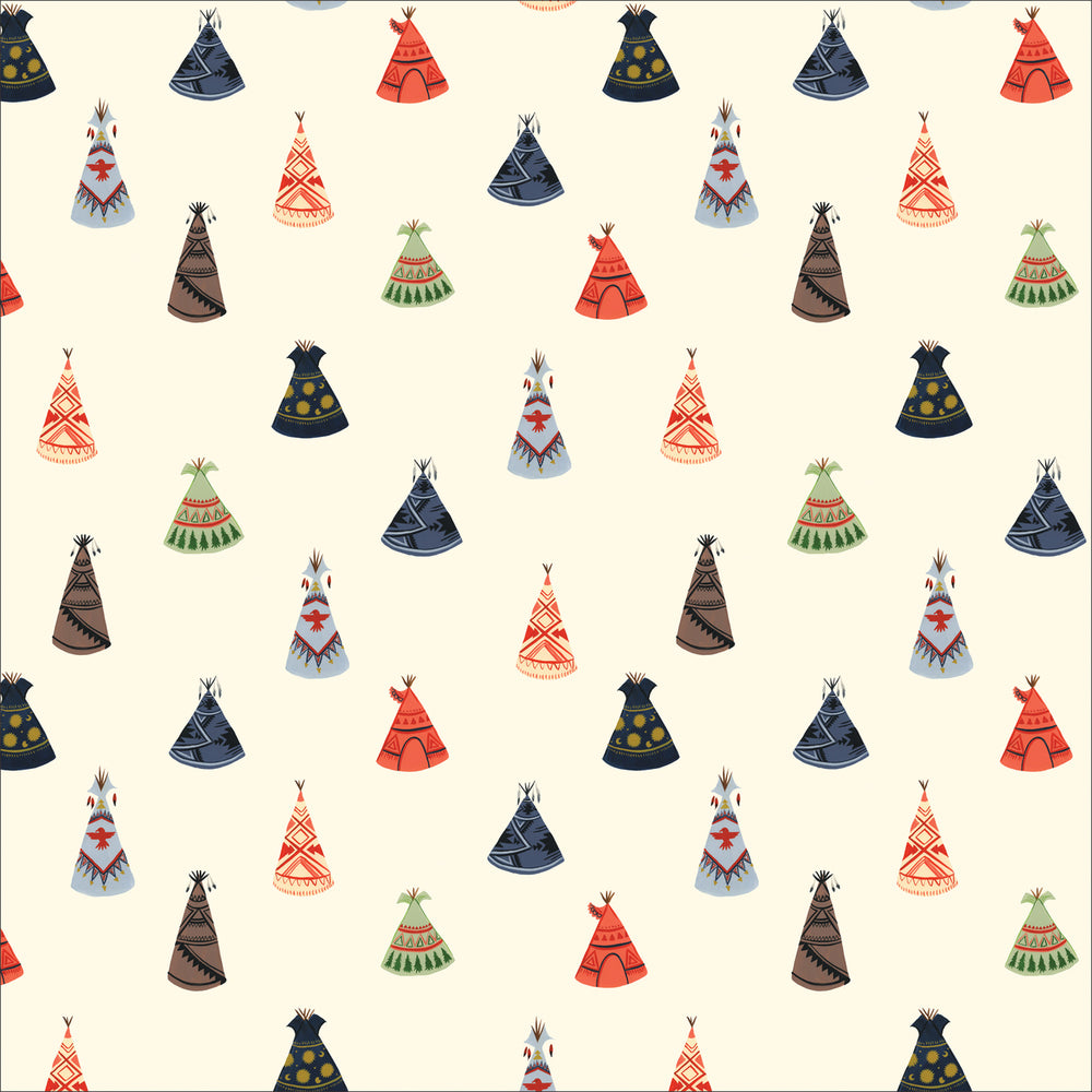 12x12 cardstock featuring colorful teepees arrayed on vanilla background