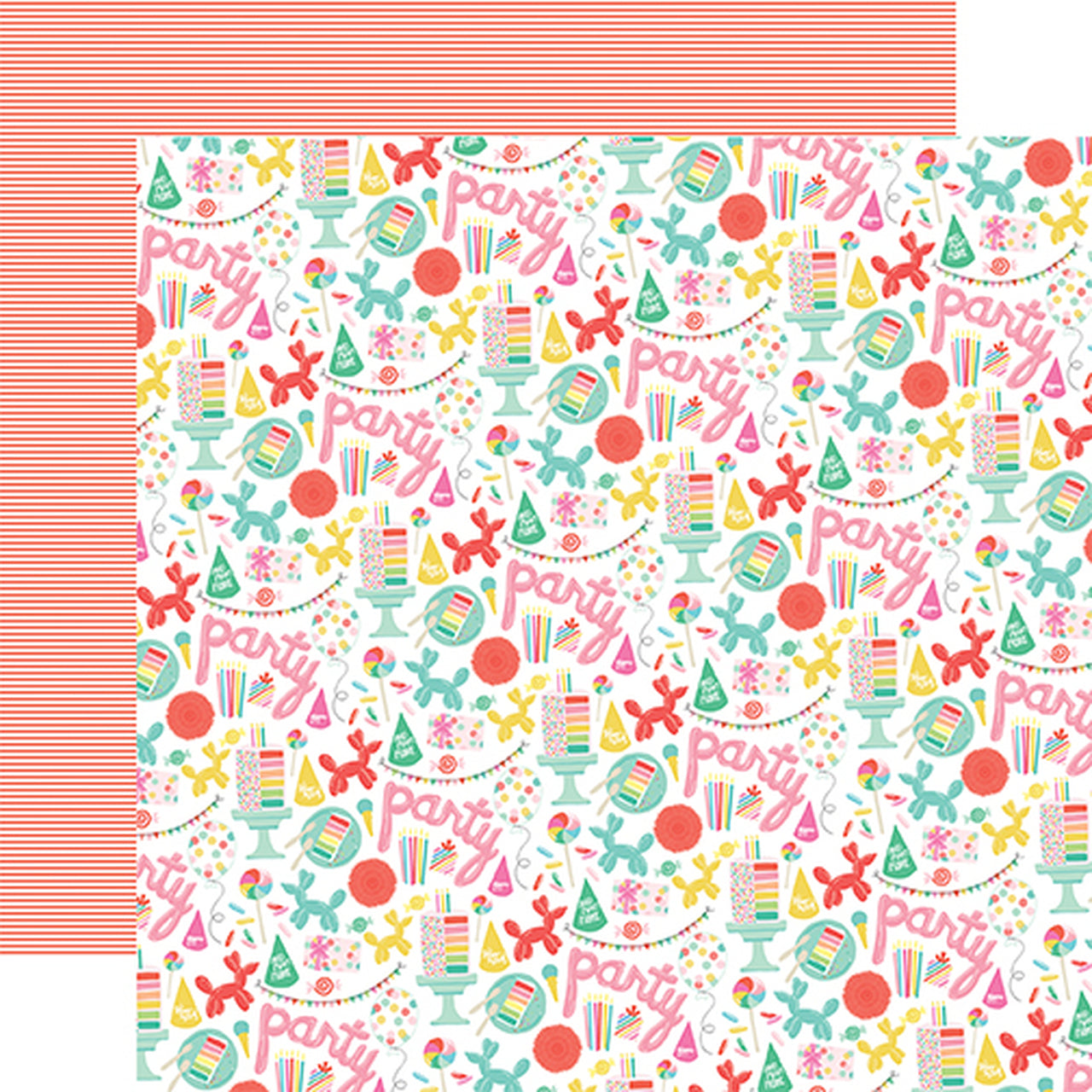 PARTY TIME - double-sided 12x12 cardstock with birthday theme - Echo Park Paper Co.