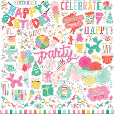 12x12 Elements Sticker Sheet from LET'S PARTY Collection Kit by Echo Park Paper Co.