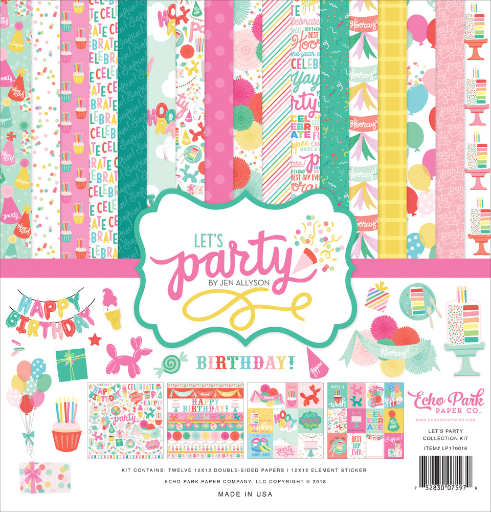 LET'S PARTY 12x12 Cardstock Collection Kit from Echo Park Paper Co.