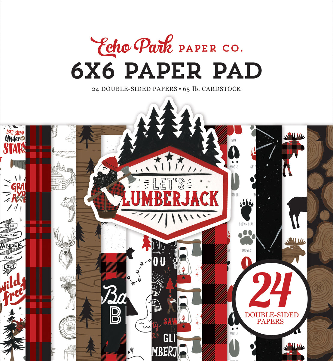 LET'S LUMBERJACK - 6x6 pad with 24 double-sided papers with lumberjack theme - Echo Park Paper Co.