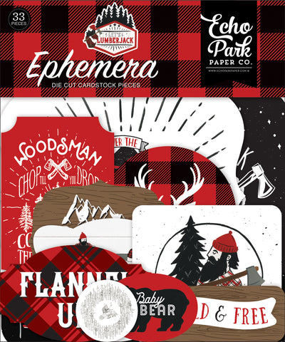 Let's Lumberjack Ephemera Die Cut Cardstock Pack.  Pack includes 33 different die-cut shapes ready to embellish any project. 