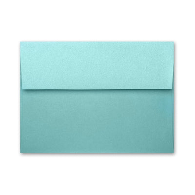 LAGOON Stardream Envelope: A teal blue square-flap invitation style envelope with a mica coating.