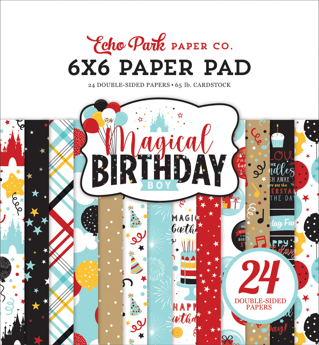 MAGICAL BIRTHDAY BOY - 6x6 pad with 24 double-sided papers with birthday theme - Echo Park Paper