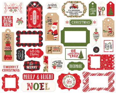 My Favorite Christmas Frames & Tags Die Cut Cardstock Pack.  Pack includes 33 different die-cut shapes ready to embellish any project.