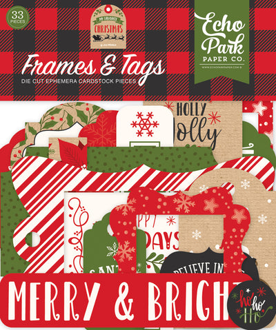 My Favorite Christmas Frames & Tags Die Cut Cardstock Pack.  Pack includes 33 different die-cut shapes ready to embellish any project.