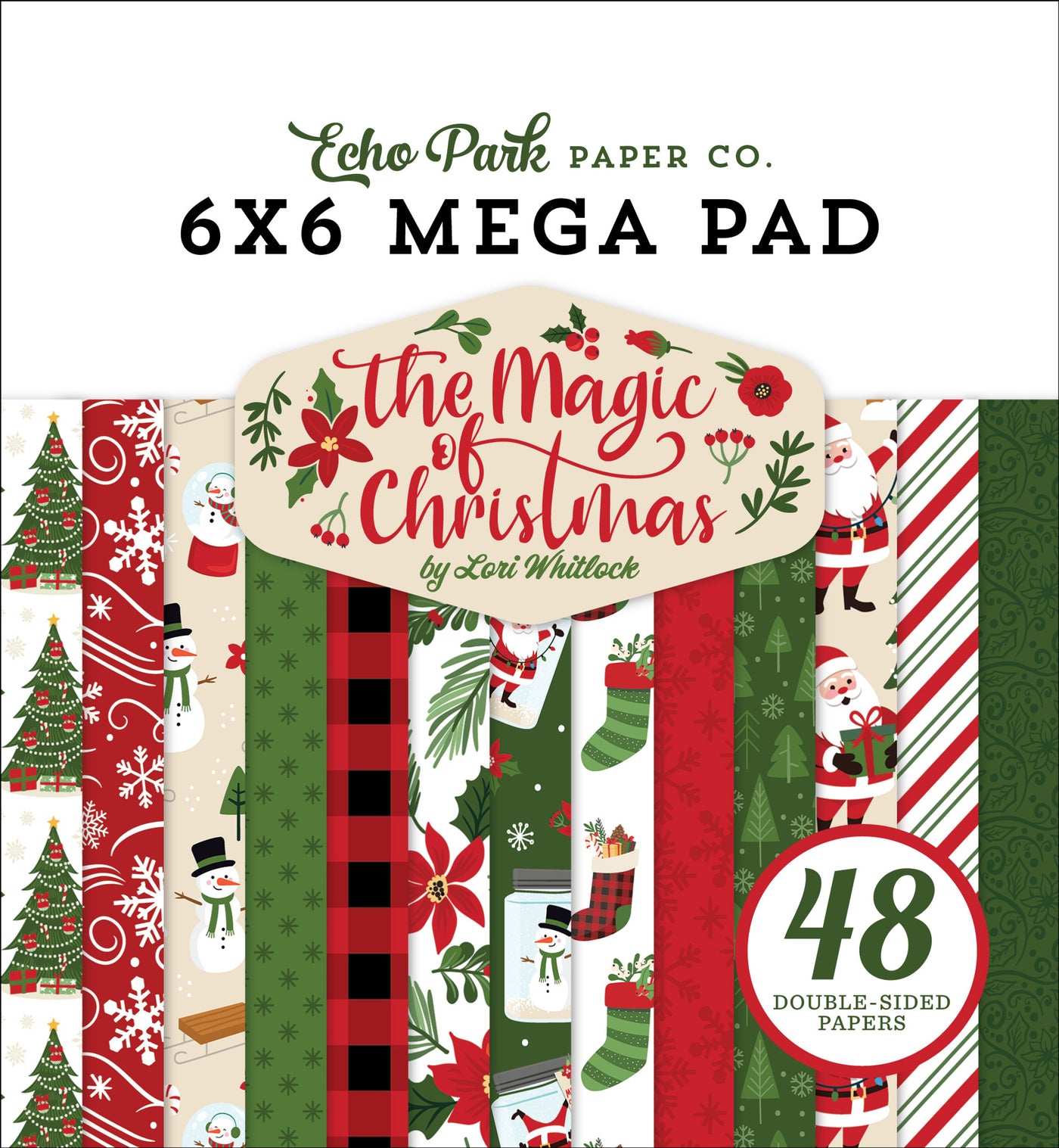 This Mega Paper Pad is part of the  Magic of Christmas Collection designed by Lori Whitlock for Echo Park. Smaller images are great for card making and similar crafts.