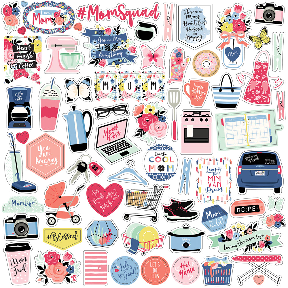 12x12 Element Sticker Sheet for I AM MOM Collection Kit by Echo Park Paper Co.