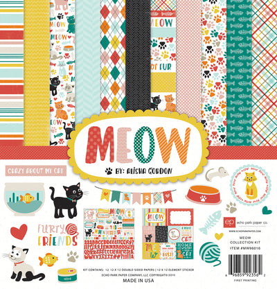 MEOW 12x12 collection kit for paper crafters who love cats - Echo Park Paper Co.