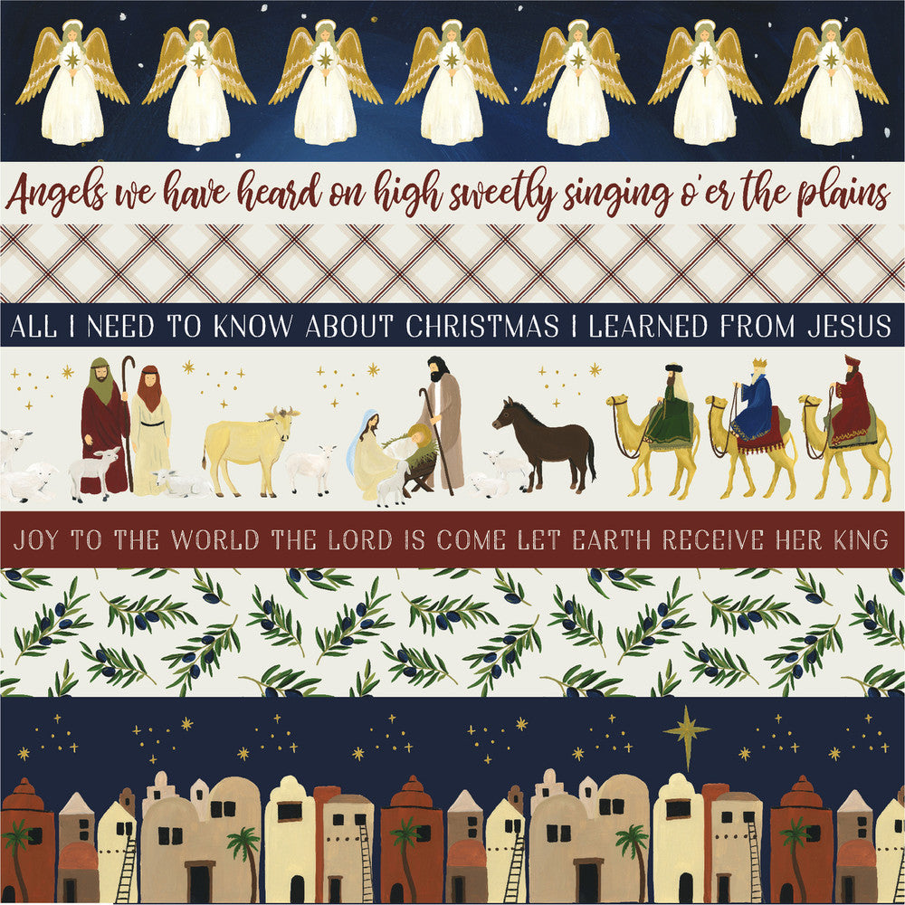 OH HOLY NIGHT BORDER STRIPS - 12x12 Double-Sided Patterned Paper - Echo Park