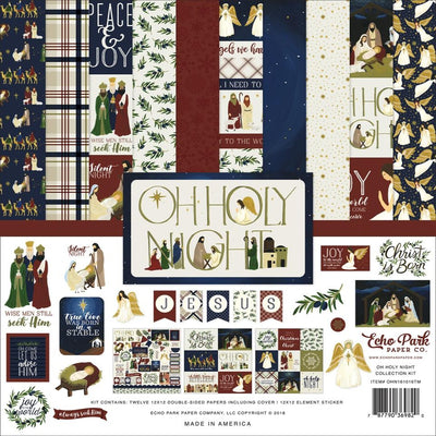 OH HOLY NIGHT 12x12 cardstock collection kit with Christ theme - by Echo Park Paper
