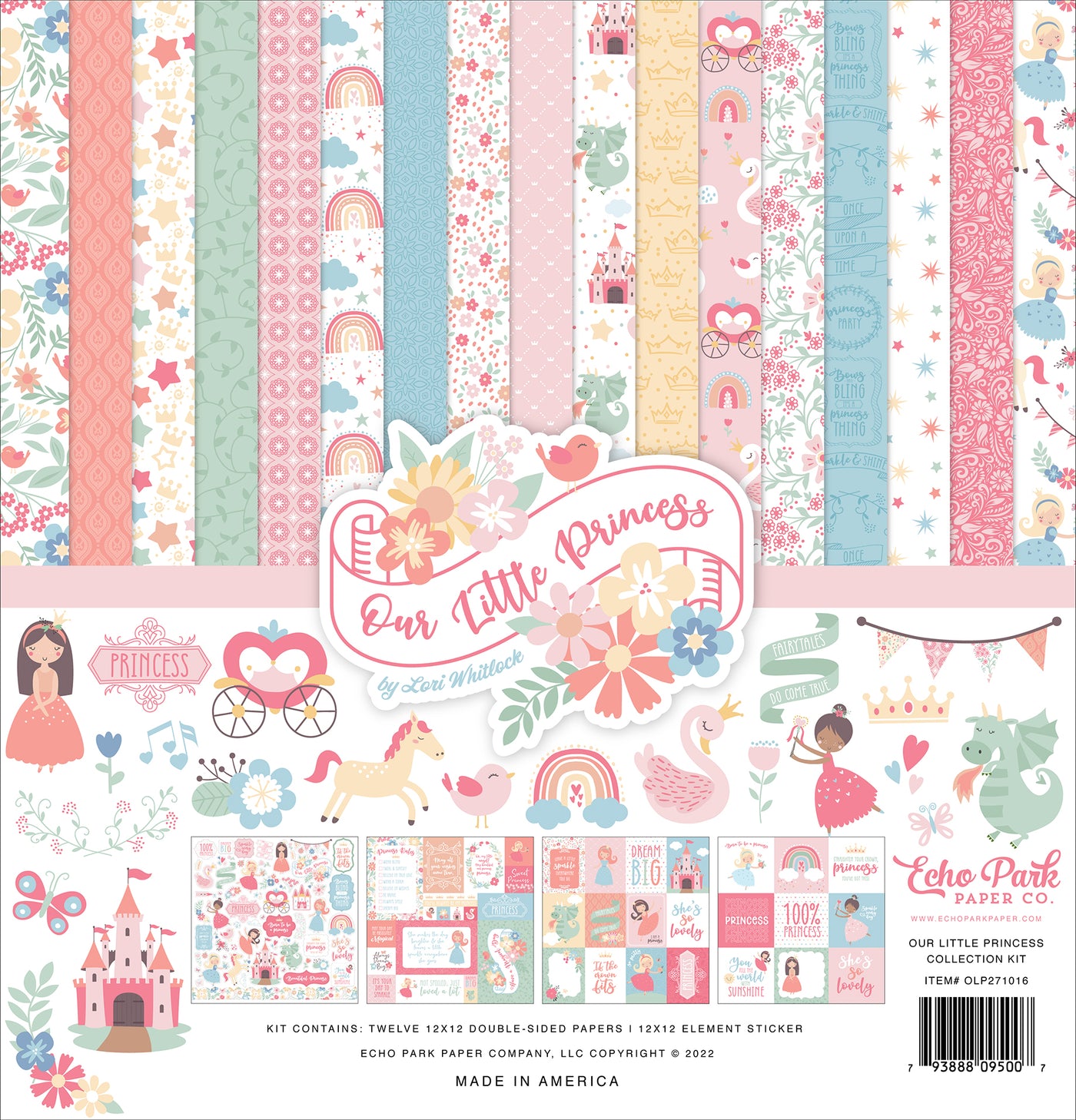 Twelve (12) Unique Double-Sided 12x12 Pattern Papers Includes 12x12 Sheet w/ Coordinating Element Stickers