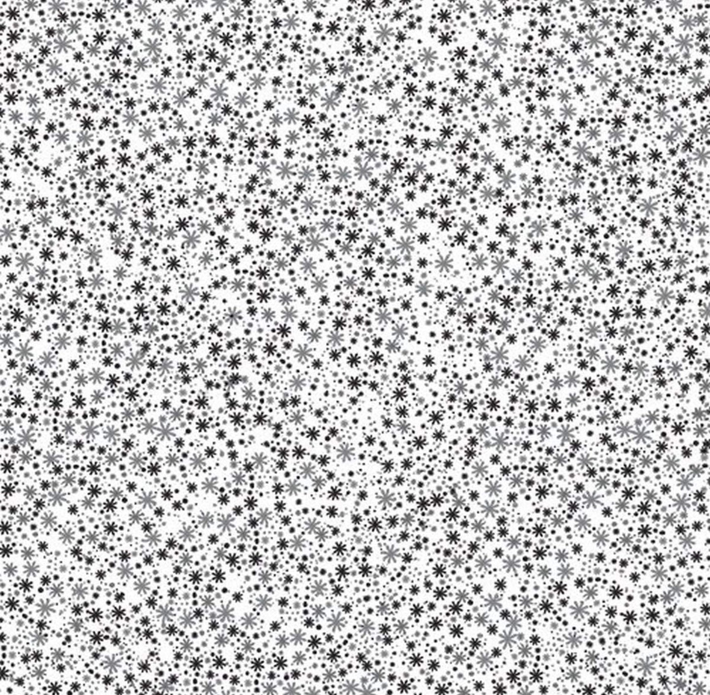 Tiny scattered black and gray daisies on white background. Printed on one. side Smooth surface. White reverse. Acid & lignin free