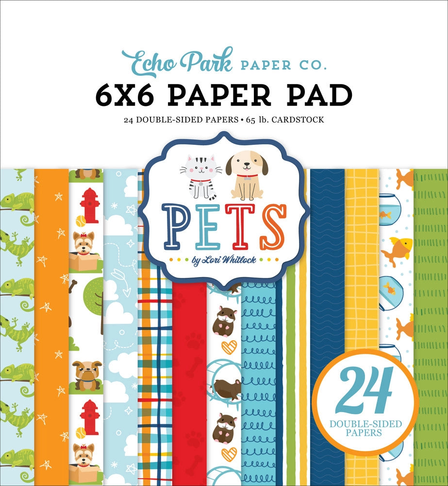 6x6 pad features a pet theme to help you craft about all our pet friends, fun for cards and papercrafts, including 24 double-sided pages.