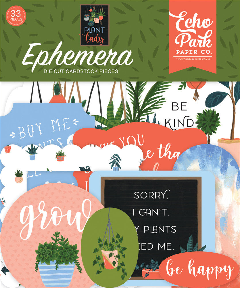 Plant Lady Ephemera Die Cut Cardstock includes 33 different die-cut shapes ready to embellish any project.